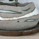 Doniczka ceramiczna handmade Otuliny - szara glina i stare złoto
