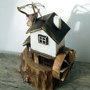 Drewniany domek, dekoracja, ozdoba - Biały Młyn