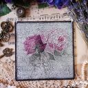 Dekoracyjny obrazek shabby chic z kwiatami - ręcznie robiony decoupage 15x15 cm