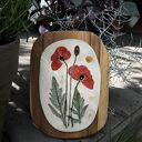 Ceramiczny obraz na drewnie z motywem maków polnych