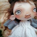 Aniołek - artystyczna lalka kolekcjonerska z tkaniny