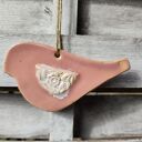 Ptaszek ceramiczny - ręcznie wykonana zawieszka do ogrodu i na balkon