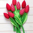 Czerwone tulipany z bawełny - bukiet handmade na prezent