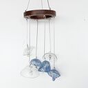 Szklany mobile wiszący - ręcznie formowane szklane dzwoneczki, drewno i szkło