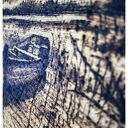 ŁÓDKA - PIROGRAFIA (22X23 CM) OBRAZ WYPALANY NA DREWNIE NATURA JEZIORO wyjątkowy, handmade