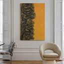 Nowoczesny modny obraz wielkoformatowy 100x150 cm z grubą strukturą - pomarańczowo-złoty