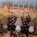 Zestaw trzech szydełkowych grzybków „Brązowa Jesień” w wersji handmade (3 szt.)