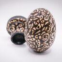 Ręcznie dekorowane drewniane jajko z podstawką - abstrakcyjny wzór, natura, pirografia, upominek