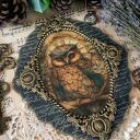 Dekoracyjny medalion prowansalski z sówką - ręczny decoupage 20x24 cm