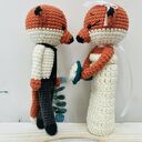 Młoda Para liski - szydełkowe maskotki ślubne handmade jako prezent i pamiątka