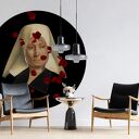 Mural DOTS Dama z różami - okrągła dekoracja ścienna
