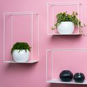Zestaw 3 metalowych półek-kwietników w stylu loft - biały MODUŁ