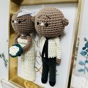 Młoda Para misie w złotej ramce - ręcznie robiony prezent ślubny (handmade)