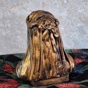 Rzeźba kobieta z woalką z gipsu 8,8 cm - czarno-złota dekoracja handmade