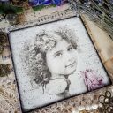 Dekoracyjny obrazek shabby chic z kwiatami - ręcznie robiony decoupage 15x15 cm