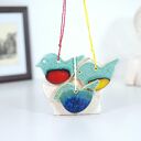 Turkusowe ptaszki - ozdoby ceramiczne do powieszenia