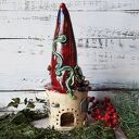 Domek dla skrzatów na tea light - ręcznie robiona ceramiczna chatka