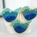 Turkusowe ptaszki - ozdoby ceramiczne do powieszenia