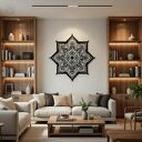 Mandala Żywioły - Metal i Woda (50x50 cm) - czarno-biała dekoracja 100% ręcznie robiona