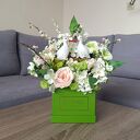Flowerbox dekoracyjny. Kompozycja kwiatowa do domu. Prezent. Dekoracja wnętrz