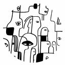 Mural Dots People Black - okrągła dekoracja ścienna 115 cm