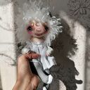 Kudłaty Aniołek - artystyczna lalka kolekcjonerska z tkaniny 22 cm