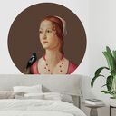 Mural DOTS Kobieta ze sroką - okrągła dekoracja ścienna