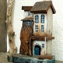 Drewniany domek, dekoracja ręcznie malowana - Stary Pensjonat