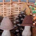 Zestaw trzech szydełkowych GRZYBKÓW - brązowa jesień w wersji handmade