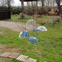 mobile wiszący - ręcznie formowane szklane dzwoneczki, drewno i szkło