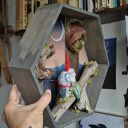 Krasnal i Magiczna Sowa - bajkowa diorama dekoracja jesienna shadow box