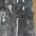 "Nocna historia" akwarela z dodatkiem piórka artystki Adriany Laube - obraz A3