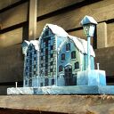 Dekoracja z drewna, ręcznie malowana - domki Zimowe Spichrze