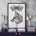 Plakat lis geometria 50x70 cm B2 - geometryczny lis do Twojego salonu 