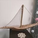 Żaglowiec drewniany z drewna z morza - morska dekoracja handmade