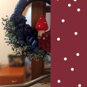 Baśniowy jesienny wianek w granacie, bordo i czerwieni - 30 cm