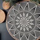 Duży łapacz snów beżowy 50 cm - boho dekoracja ścienna z drewnianą obręczą
