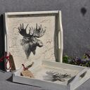 Taca drewniana - zdobiona metodą decoupage