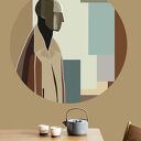 Mural DOTS BAUHAUS MAN - okrągła dekoracja ścienna