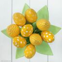 Żółty bawełniany bukiet tulipanów handmade - 9 nie więdnących kwiatów