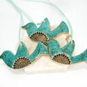 Turkusowe ptaszki w locie - ozdoby wiosenne