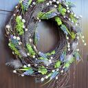 Wianek wiosenny handmade na drzwi i ścianę - stroik wielkanocny, ok. 45 cm