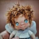ANIOŁEK WRÓBELEK - zawieszka - figurka tekstylna ręcznie szyta