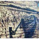 ŁÓDKA - PIROGRAFIA (22X23 CM) OBRAZ WYPALANY NA DREWNIE NATURA JEZIORO wyjątkowy, handmade