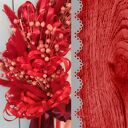 Wieniec jesienny 30 cm w czerwieni - lniany handmade do drzwi
