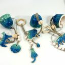 Boho łapacz snów z kotkiem - ceramiczna dekoracja