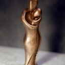 Rzeźba z gipsu, figurka para zakochanych, złoty brąz, 15 cm