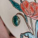 Ceramiczne serce z makami - ręcznie robiona dekoracja na ścianę