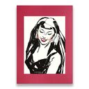Plakat z dziewczyną na bordowym tle - grafika pop art 30x40 cm