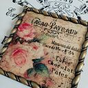 Dekoracyjny obrazek z różami vintage - decoupage 15x15 cm (farmhouse, prowansja)